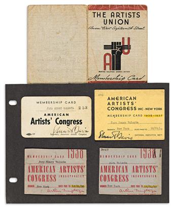 JAROSLAV H. JARA VALENTA (1899 - 1970) Correspondence, exhibition programs, and membership cards of a W.P.A. artist.